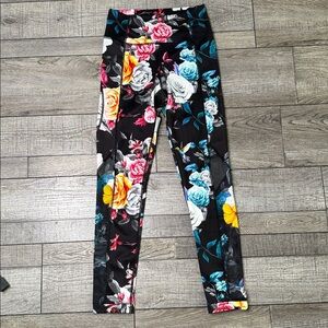 ZYIA Black and Red Floral Leggings